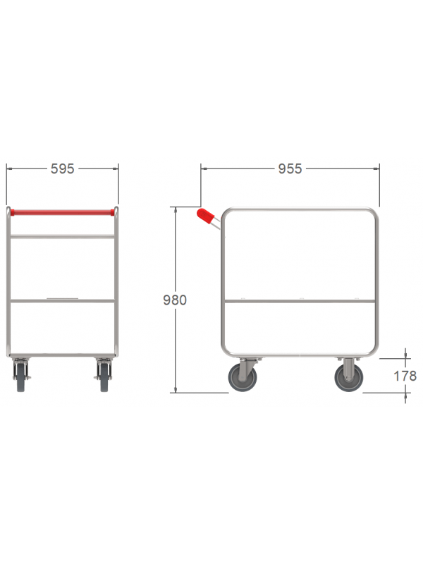 Carrinho cuba Inox 180 litros