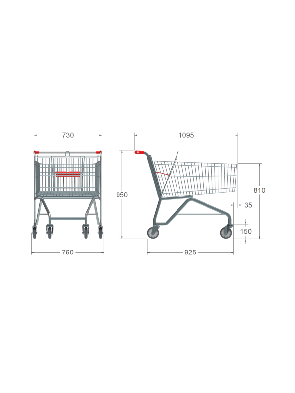 Carrinho atacado 200 litros com porta-bebê