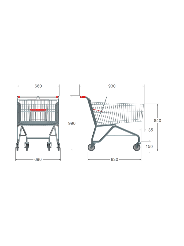 Carrinho atacado 160 litros com porta-bêbe